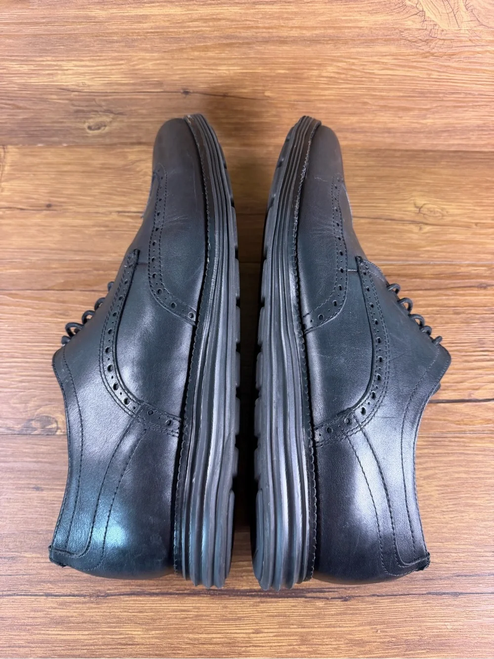 Mens Cole Haan Original Grand Black Leather Wingtips Shoes Men’s Size 15 WIDE